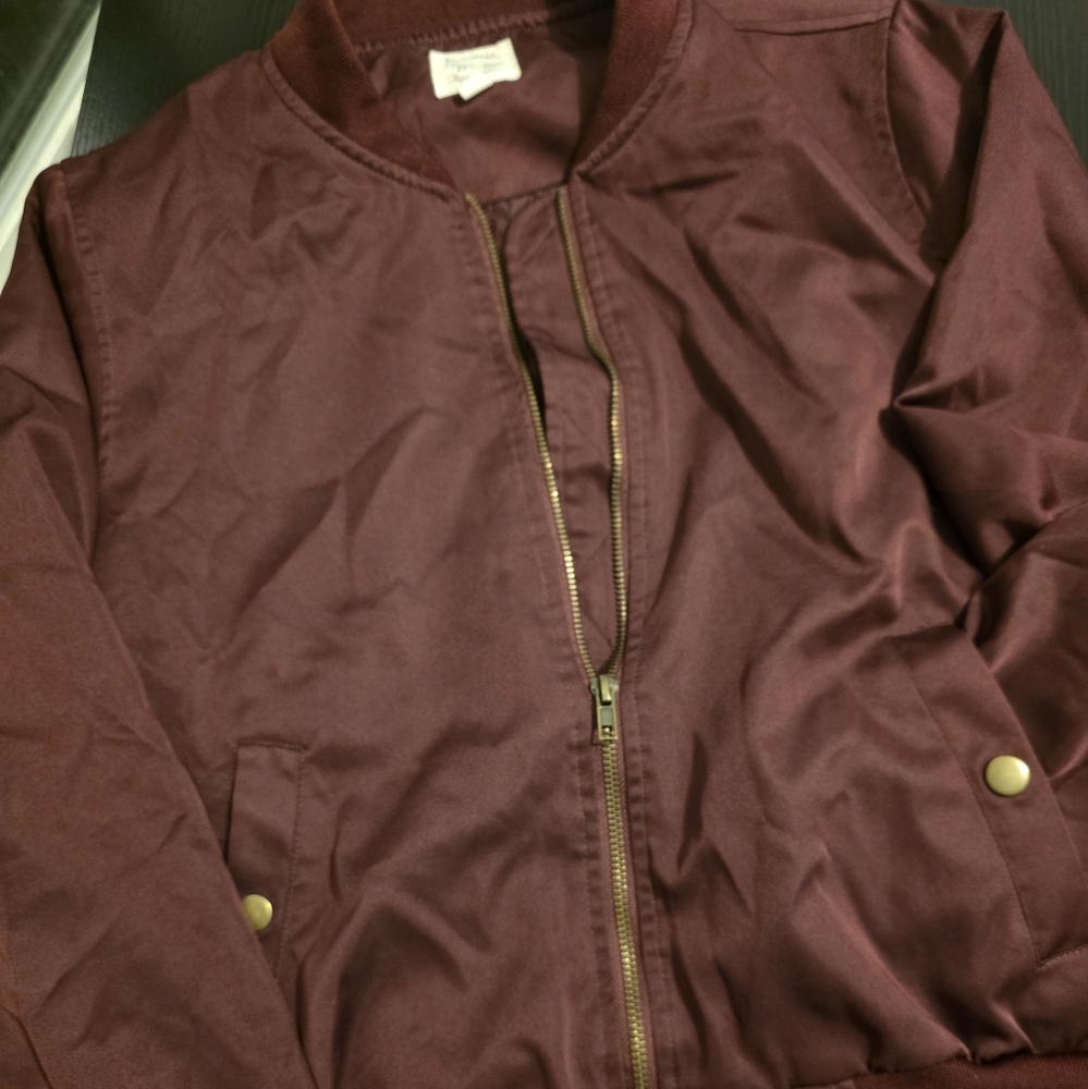 Hippie Rose Maroon Bomber Jacket with Gold Hardware